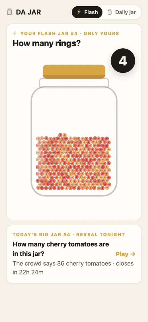 How many rings? A jar full of rings, and the countdown at 4.